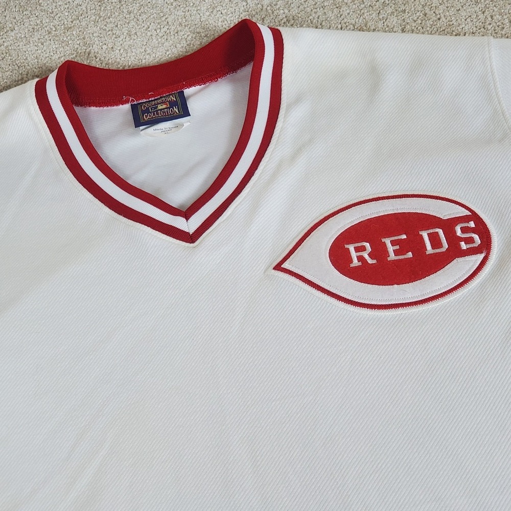 Cooperstown Collection Cincinnati Red Baseball Jersey Size XL Pullover White MLB